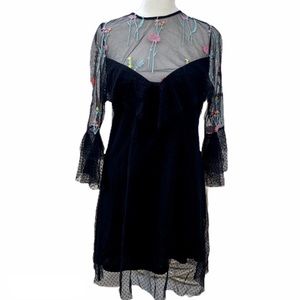 K/Lab New Floral Mesh Polka Dot Dress